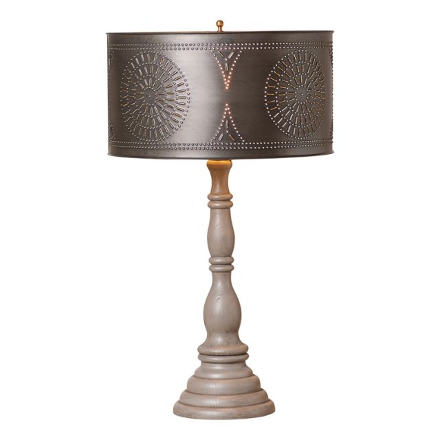 Davenport Wood Table Lamp in Earl Gray with Drum Shade
