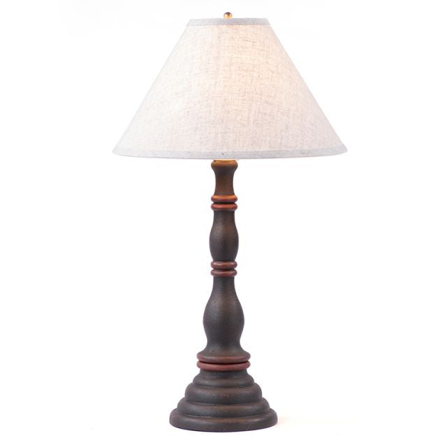 Davenport Lamp in Hartford Black and Red with Linen Ivory Shade - Made in USA - Brownsland Farm