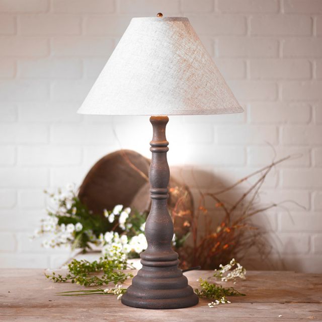 Davenport Lamp in Hartford Black with Linen Ivory Shade - Made in USA - Brownsland Farm