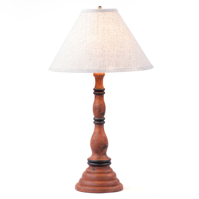 Davenport Lamp in Hartford Pumpkin with Linen Ivory Shade - Made in USA - Brownsland Farm