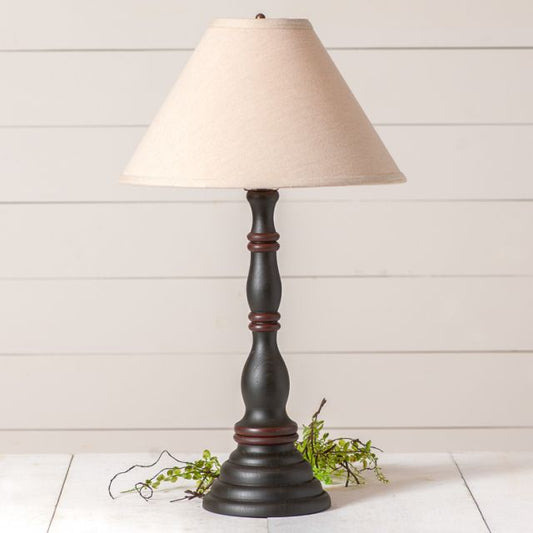 Devenport Wood Table Lamp in Rustic Black with Fabric Linen Shade