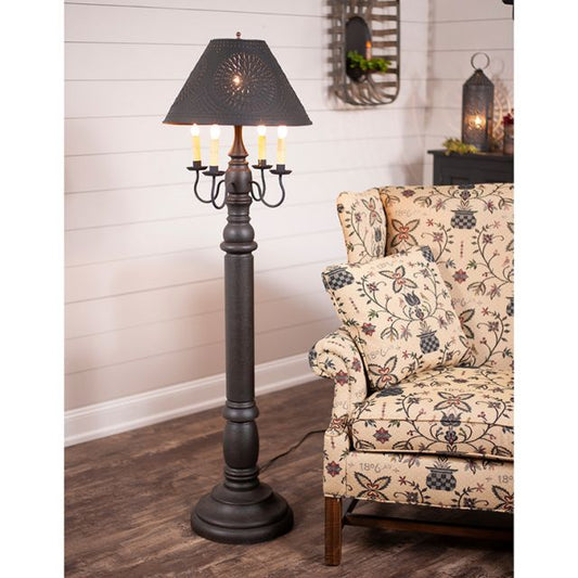 General James Floor Lamp Americana Black with Textured Black Tin Shade - Made in USA - Brownsland Farm