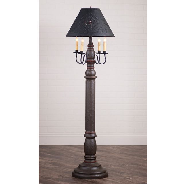 General James Floor Lamp Americana Espresso with Textured Black Tin Shade - Made in USA - Brownsland Farm