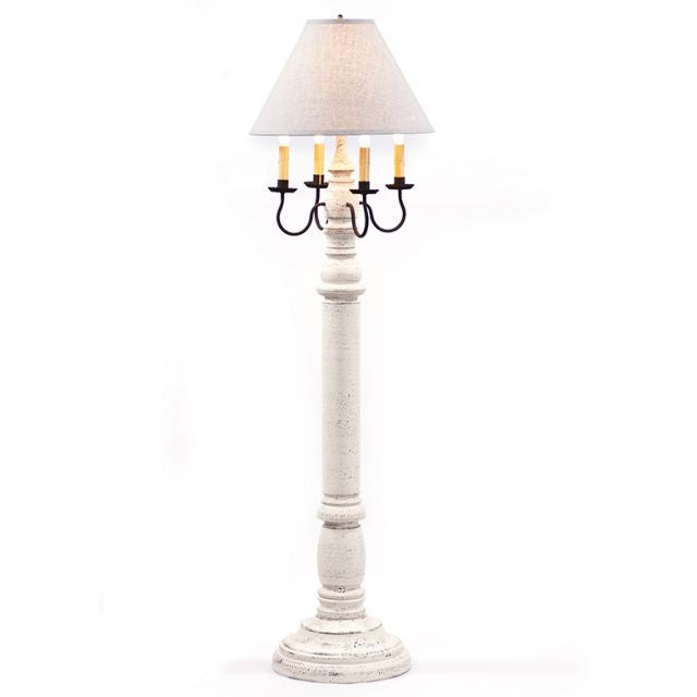 General James Floor Lamp in White with Linen Ivory Shade - Made in USA - Brownsland Farm