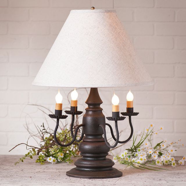 Harrison Lamp in Americana Black with Linen Ivory Shade - Made in USA - Brownsland Farm