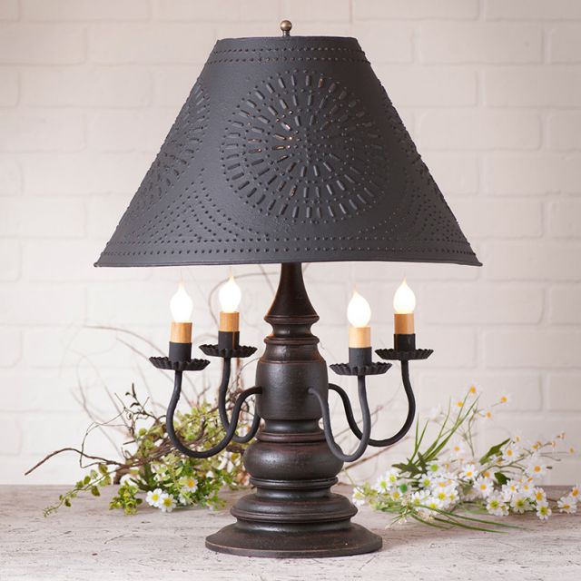Harrison Lamp in Americana Black with Textured Black Tin Shade - Made in USA - Brownsland Farm