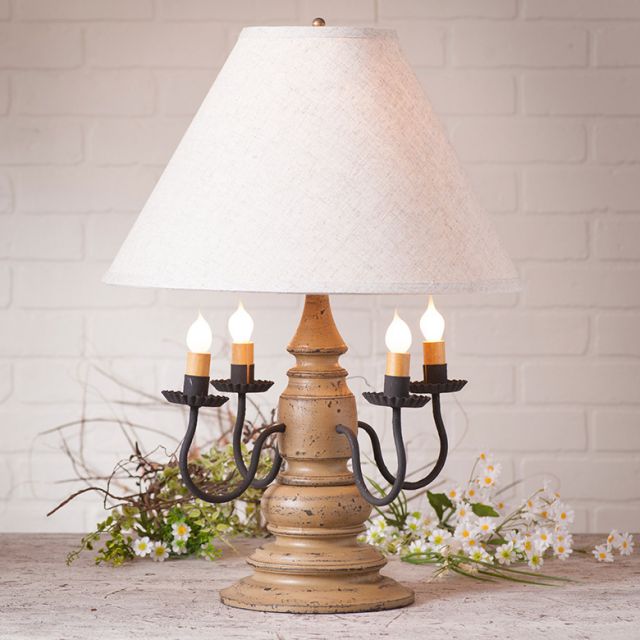 Harrison Lamp in Americana Pearwood with Linen Ivory Shade - Made in USA - Brownsland Farm