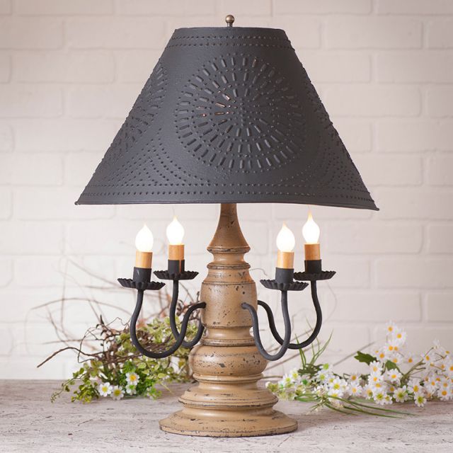 Harrison Lamp in Americana Pearwood with Textured Black Tin Shade - Made in USA - Brownsland Farm