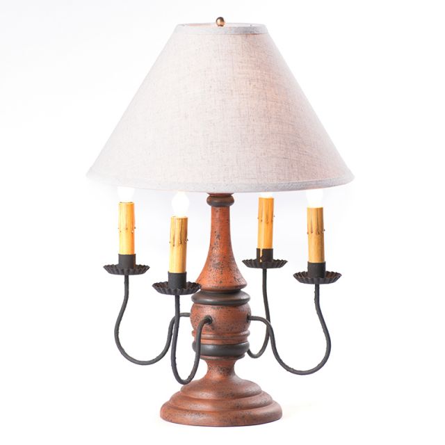 Jamestown Lamp in Hartford Pumpkin with Linen Ivory Shade - Made in USA - Brownsland Farm