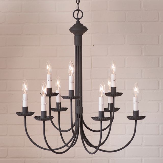 9-Arm Grandview Chandelier with Gray Sleeves - Made in USA - Brownsland Farm