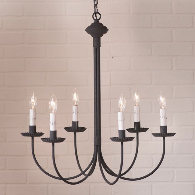 6-Arm Grandview Chandelier with Gray Sleeves - Made in USA - Brownsland Farm