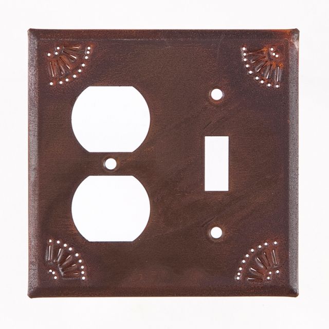 Outlet and Switch Cover with Chisel in Rustic Tin - Made in USA - Brownsland Farm