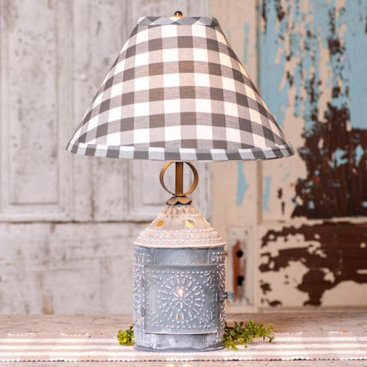 Paul Revere Lamp with Gray Check Shade - Brownsland Farm