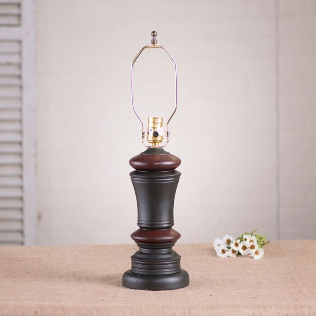 Peppermill Lamp Base Sturbridge Black with Red Stripe - Made in USA - Brownsland Farm