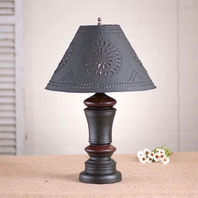 Peppermill Lamp in Black with Textured Black Tin Shade - Made in USA - Brownsland Farm