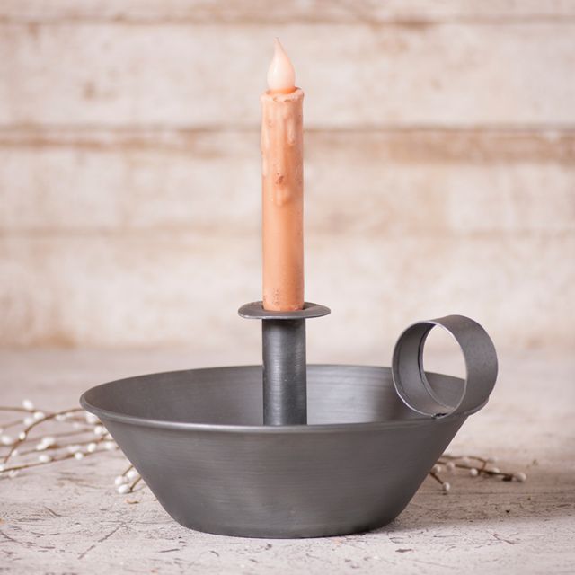Round Tapered Pan Candle Holder in Antique Tin - Brownsland Farm