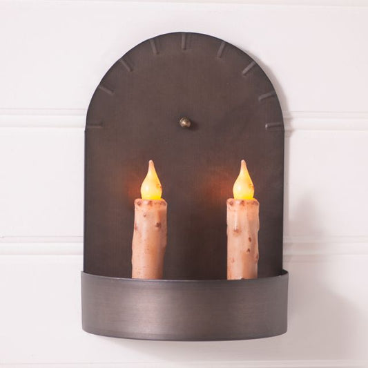Short 2-Candle Colonial Tin Sconce