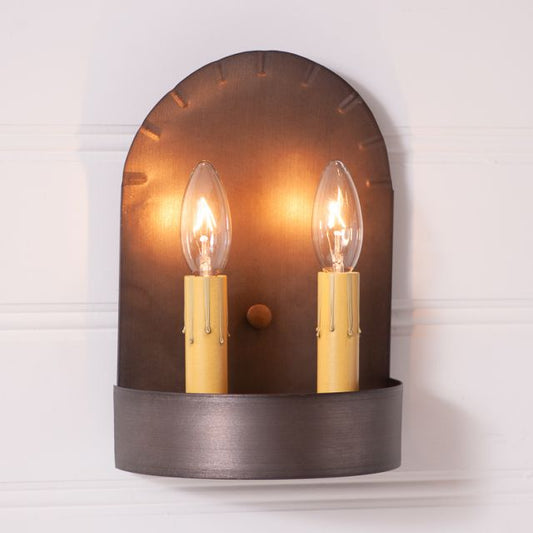 Short 2-Light Colonial Electric Tin Sconce