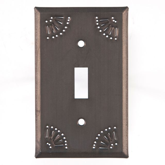Single Switch Cover with Chisel in Blackened Tin - Made in USA - Brownsland Farm