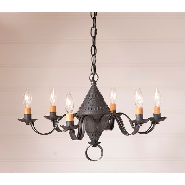 6-Arm Small Concord Chandelier in Kettle Black - Made in USA - Brownsland Farm