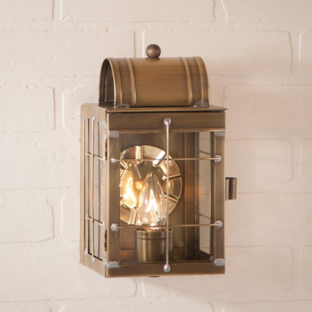 Small Wall Lantern in Weathered Brass - Made in USA - Brownsland Farm