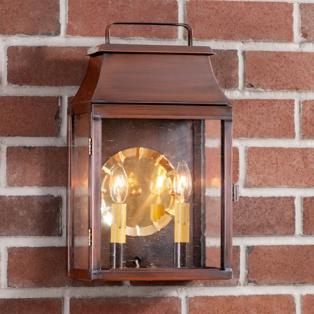Valley Forge Outdoor Wall Light in Solid Antique Copper - 2 Light